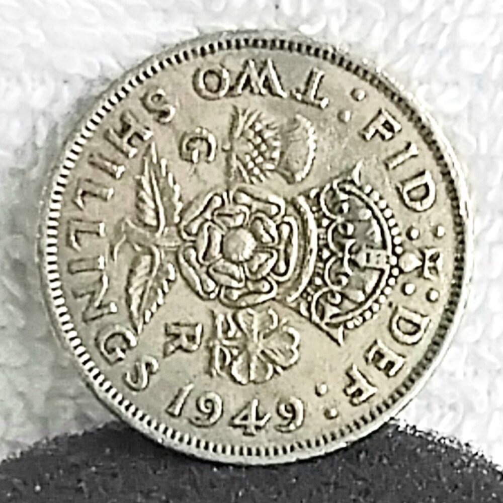 Circulated 1949 Great Britain Two Shillings George Coin Made of Copper/Nickel!!